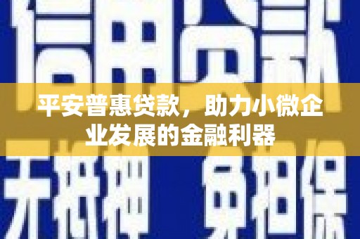 中阳平安普惠贷款，助力小微企业发展的金融利器